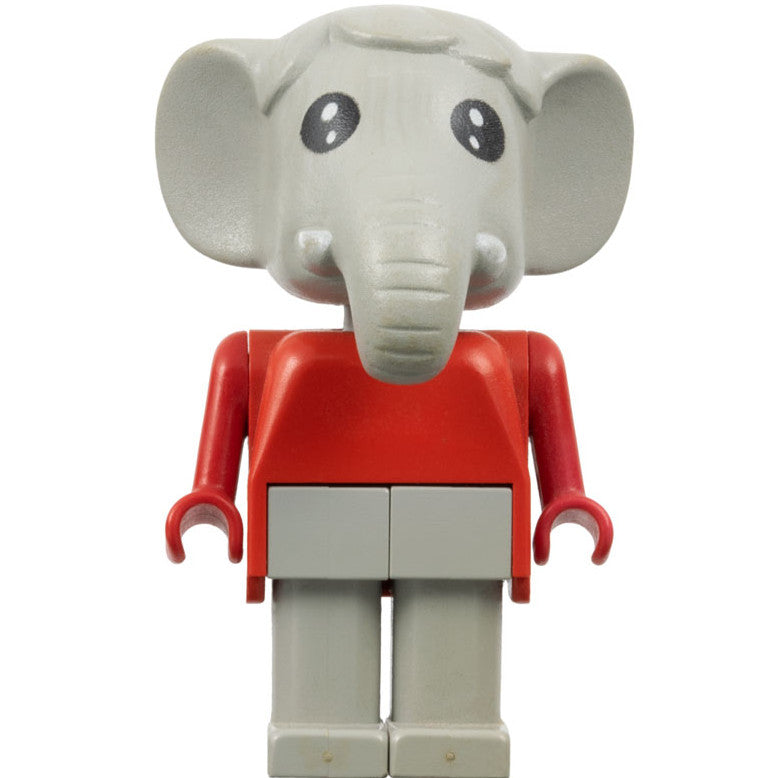 Minifig fab5b - Fabuland Elephant - Edward Elephant, Light Gray Legs, Red Top and Arms