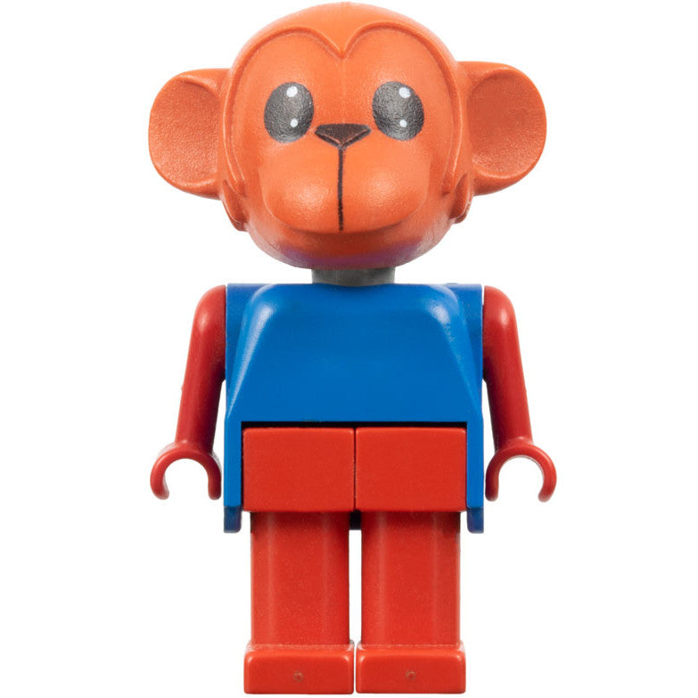 Minifig fab8c - Fabuland Monkey - Mark Monkey, Red Head, Legs and Arms, Blue Top