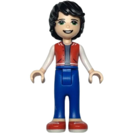Minifig frnd0500 - Friends Jackson - Red Shoes, Blue Trousers, Red Vest, Sand Blue Undershirt, White Sleeves