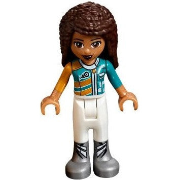 Minifig frnd253 - Friends Andrea - White Trousers, Bright Light Orange and Dark Turquoise Racing Jacket