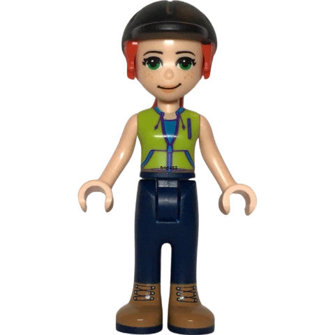 Minifig frnd469 - Friends Mia - Dark Blue Trousers, Lime Jacket Top, Black Riding Helmet