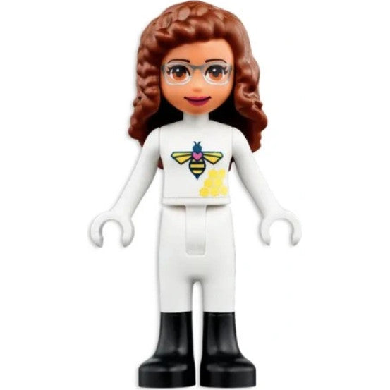 Minifig frnd498 - Friends Olivia (Nougat) - White Bee Suit and Black Boots