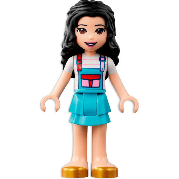 Minifig frnd531 - Friends Emma - White Shirt with Apron, Medium Azure Skirt with Gold Shoes