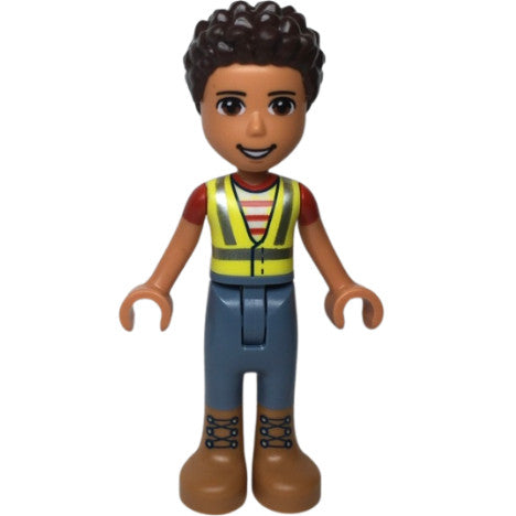 Minifig frnd541 - Friends River - Neon Yellow Safety Vest, Sand Blue Trousers with Medium Nougat Boots