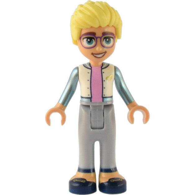 Minifig frnd569 - Friends Olly - White Jacket with Metallic Light Blue Sleeves, Light Bluish Gray Trousers, Dark Blue Shoes