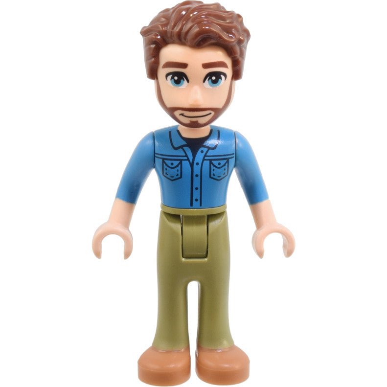 Minifig frnd706 - Friends Jonathan - Dark Azure Shirt, Olive Green Trousers, Medium Nougat Shoes, Reddish Brown Hair