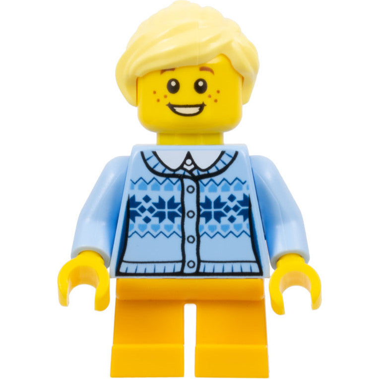 Minifig hol103 - Girl - Fair Isle Sweater, Bright Light Yellow Ponytail, Bright Light Orange Legs Short, Freckles