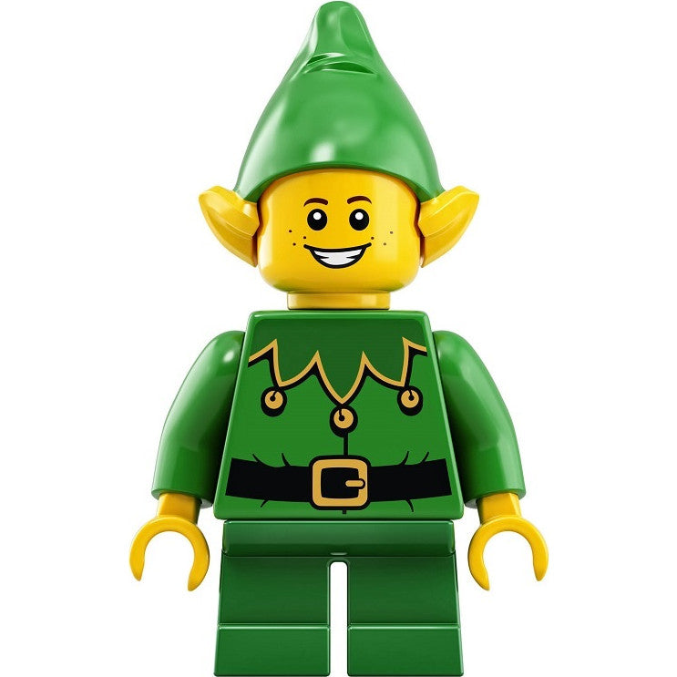 Minifig hol204 - Elf - Green Scalloped Collar with Bells, Freckles, Open Mouth Smile with Teeth