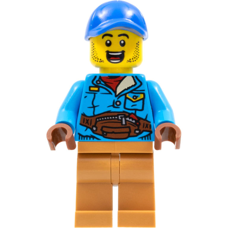 Minifig hol263 - Man, Blue Cap, Dark Azure Jacket, Medium Nougat Legs