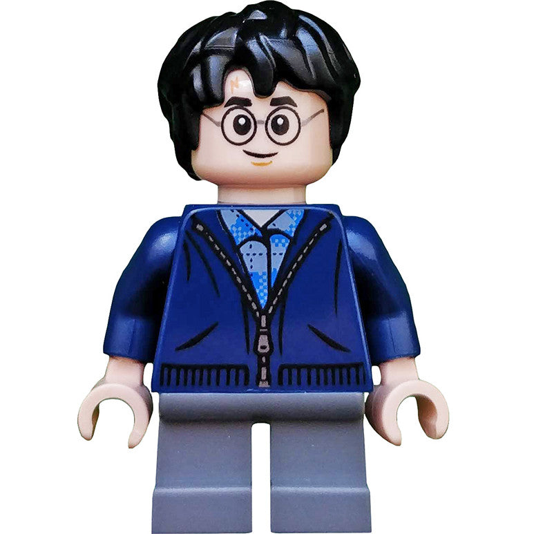 Minifig hp153 - Harry Potter - Dark Blue Zip Up, Dark Bluish Gray Short Legs