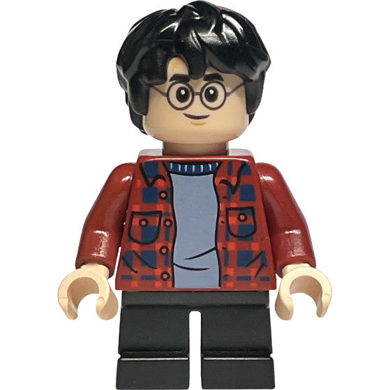 Minifig hp233 - Harry Potter - Dark Red Plaid Flannel Shirt, Black Short Legs