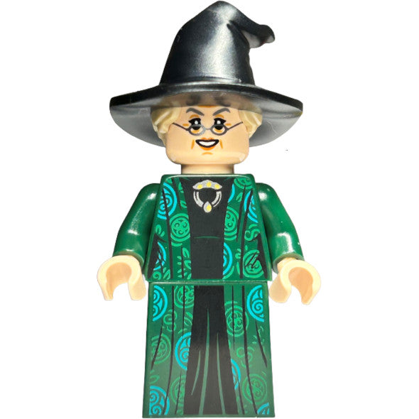 Minifig hp274 - Professor Minerva McGonagall - Dark Green Robe and Cape, Hat with Hair