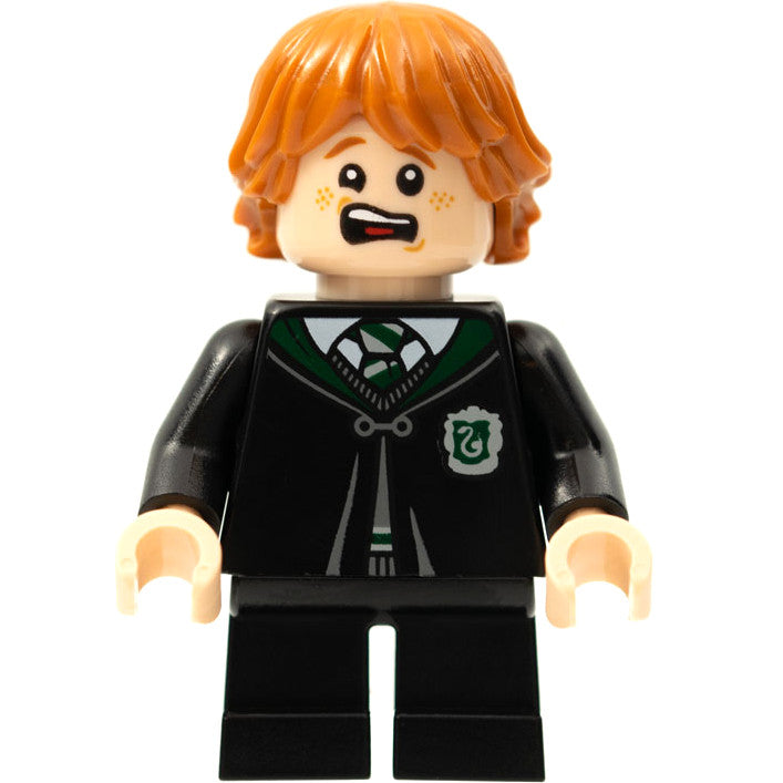 Minifig hp287 - Ron Weasley - Black Slytherin Robe and Short Legs (Vincent Crabbe Transformation)