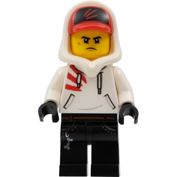 Minifig hs004 - Jack Davids - White Hoodie with Cap and Hood (Large Smile / Grumpy)