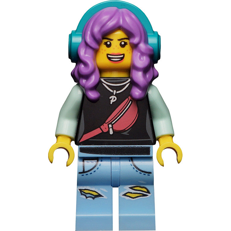 Minifig hs049 - Parker L. Jackson - Black Top with Headphones (Open Mouth Smile / Scared)