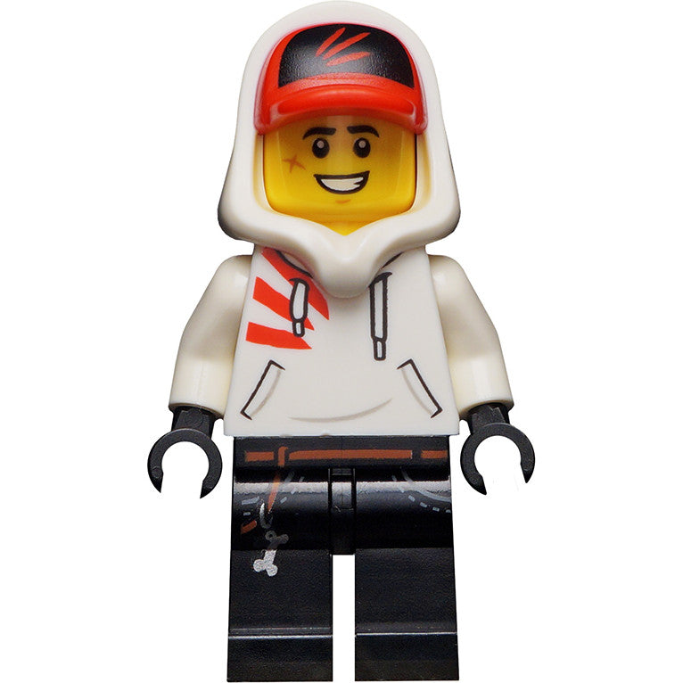 Minifig hs050 - Jack Davids - White Hoodie with Cap and Hood (Large Smile with Teeth / Angry)