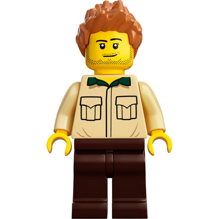 Minifig idea052 - Dad, Stubble, Shirt with Dark Green Collar, Medium Nougat Hair Spiked