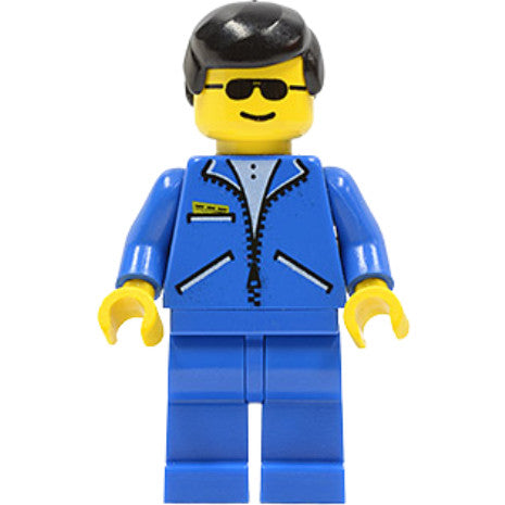 Minifig jbl007 - Jacket Blue - Blue Legs, Black Male Hair, Sunglasses