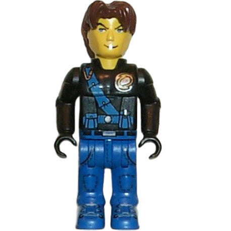 Minifig js009 - Jack Stone - Black Jacket, Blue Legs, Blue Sash