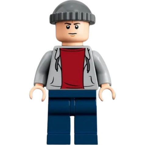 Minifig jw094 - Security Guard - Male, Light Bluish Gray Hoodie, Dark Blue Legs, Dark Bluish Gray Knit Cap