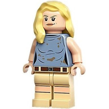 Minifig jw110 - Dr. Ellie Sattler - Sand Blue Sleeveless Shirt, Hair over Shoulder
