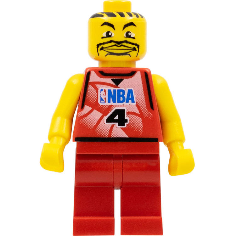 Minifig nba044a - NBA Player, Number 4 with Red Non-Spring Legs