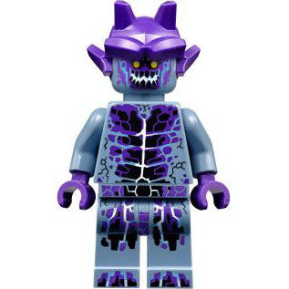Minifig nex072 - Stone Stomper - Fully Cracked Open Chest and Legs, Open Mouth, Dark Purple Gargoyle Horns