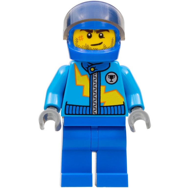 Racing Jacket with Zipper and Yellow Lightning Bolt Pattern - rac055