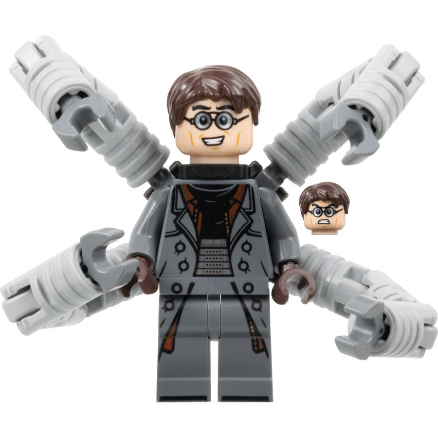 Minifig sh0890 - Dr. Octopus (Otto Octavius) / Doc Ock - Dark Bluish Gray Outfit, Mechanical Arms