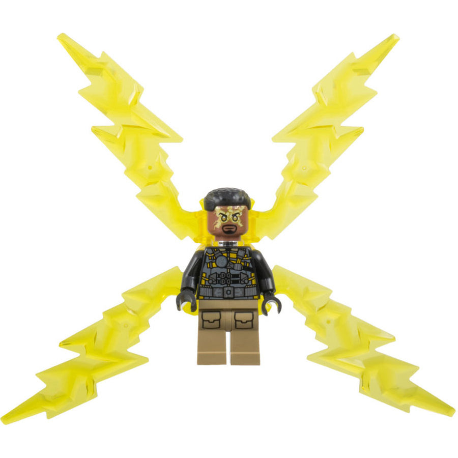 Minifig sh0891 - Electro - Black and Dark Tan Outfit, Medium Brown Head, Large Electricity Wings