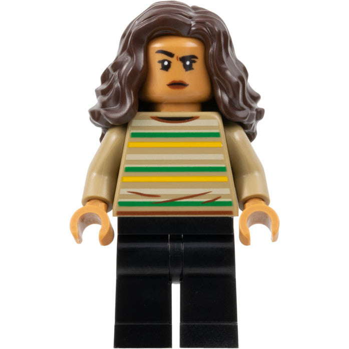 Minifig sh0894 - MJ (Michelle Jones) - Dark Tan Striped Sweater, Dark Brown Wavy Hair