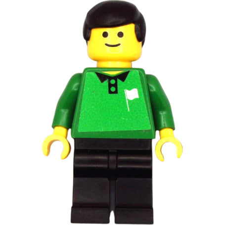 Minifig soc112s - Soccer Referee Green, Line - Black Legs, White Flag Torso Sticker (Shell)