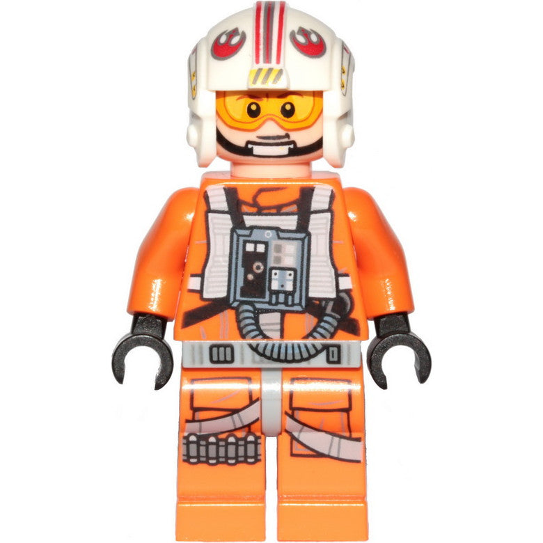 Minifig sw1139 - Luke Skywalker (Pilot, Printed Legs, Visor Up / Down, Askew Front Panel)