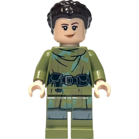 Minifig sw1296 - Princess Leia - Olive Green Endor Outfit, Hair