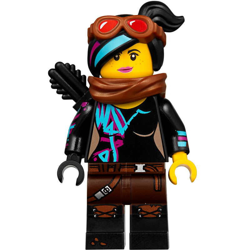 Minifig tlm129 - Lucy Wyldstyle with Black Quiver, Reddish Brown Scarf and Goggles, Smile / Angry