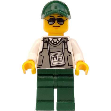 Minifig trn243 - Security Officer - Dark Green Legs, Dark Green Cap with Hole, Sunglasses