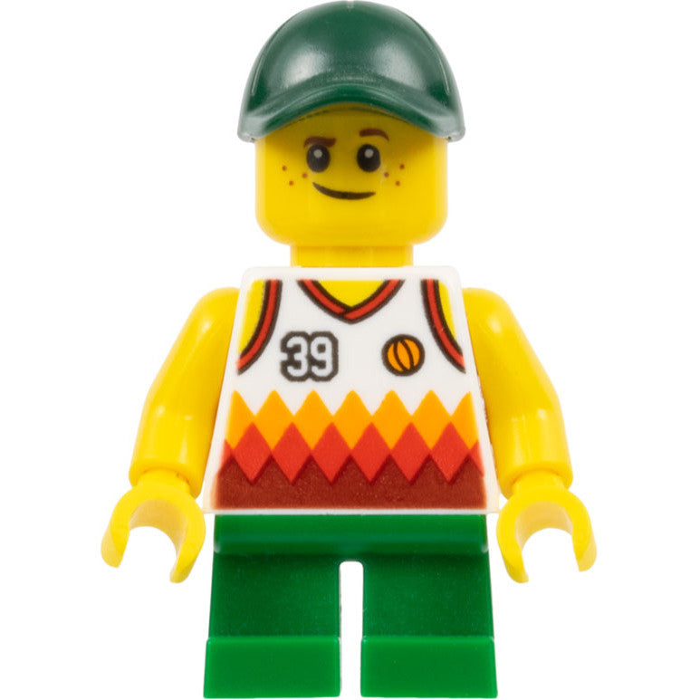 Minifig twn329 - Boy, Jersey with #39, Green Short Legs, Dark Green Cap