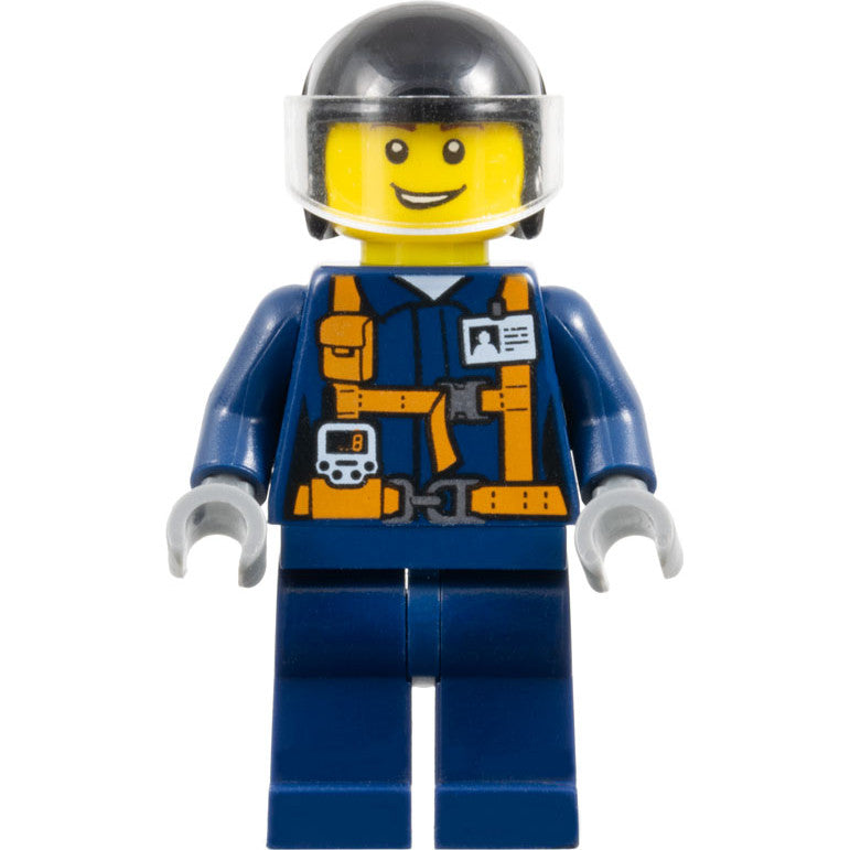 Minifig twn375 - Helicopter Pilot - Dark Blue Suit with Harness